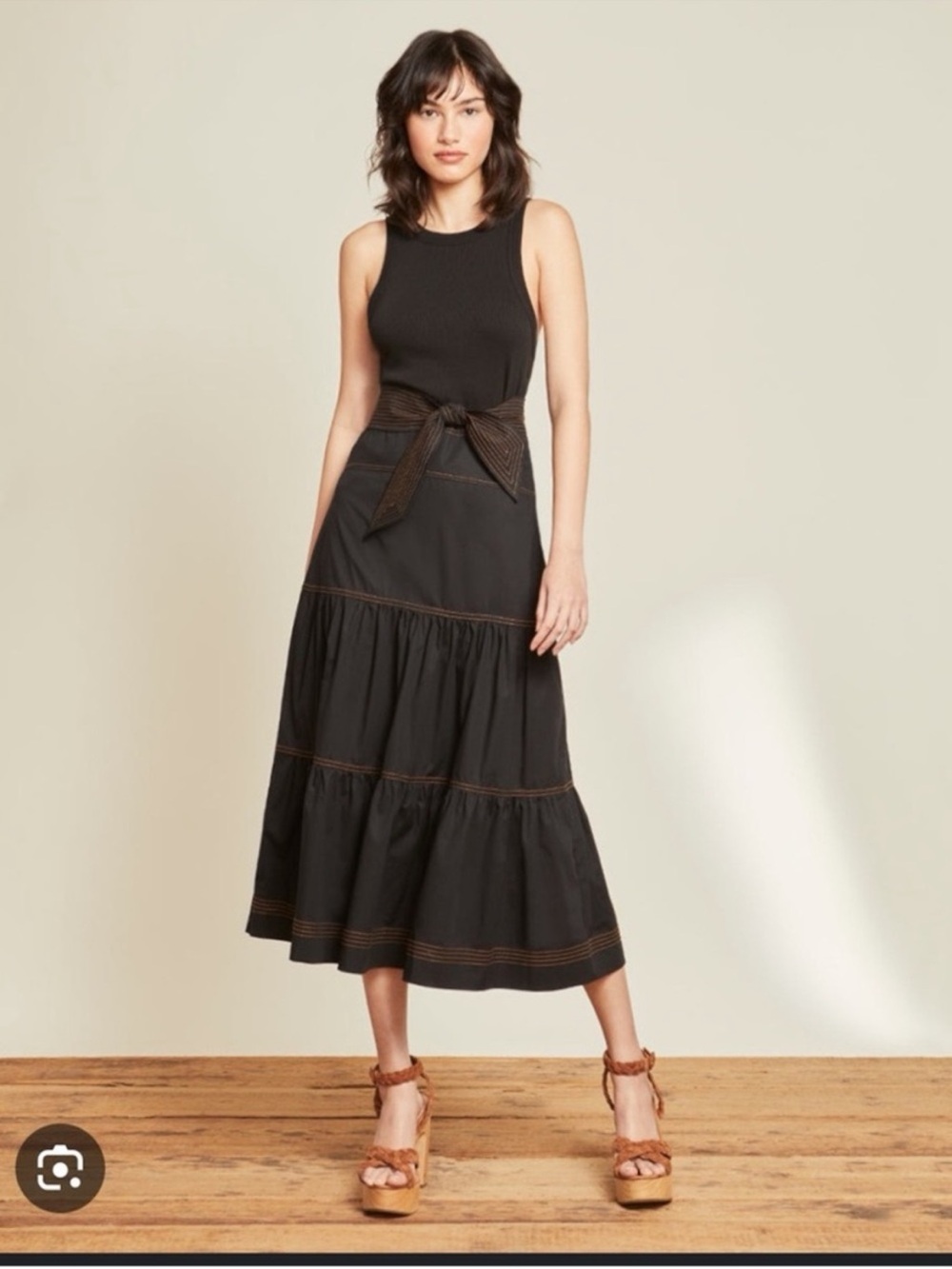 Veronica Beard Austyn Belted Ribbed Pima Cotton-blend Jersey Poplin Midi Dress M